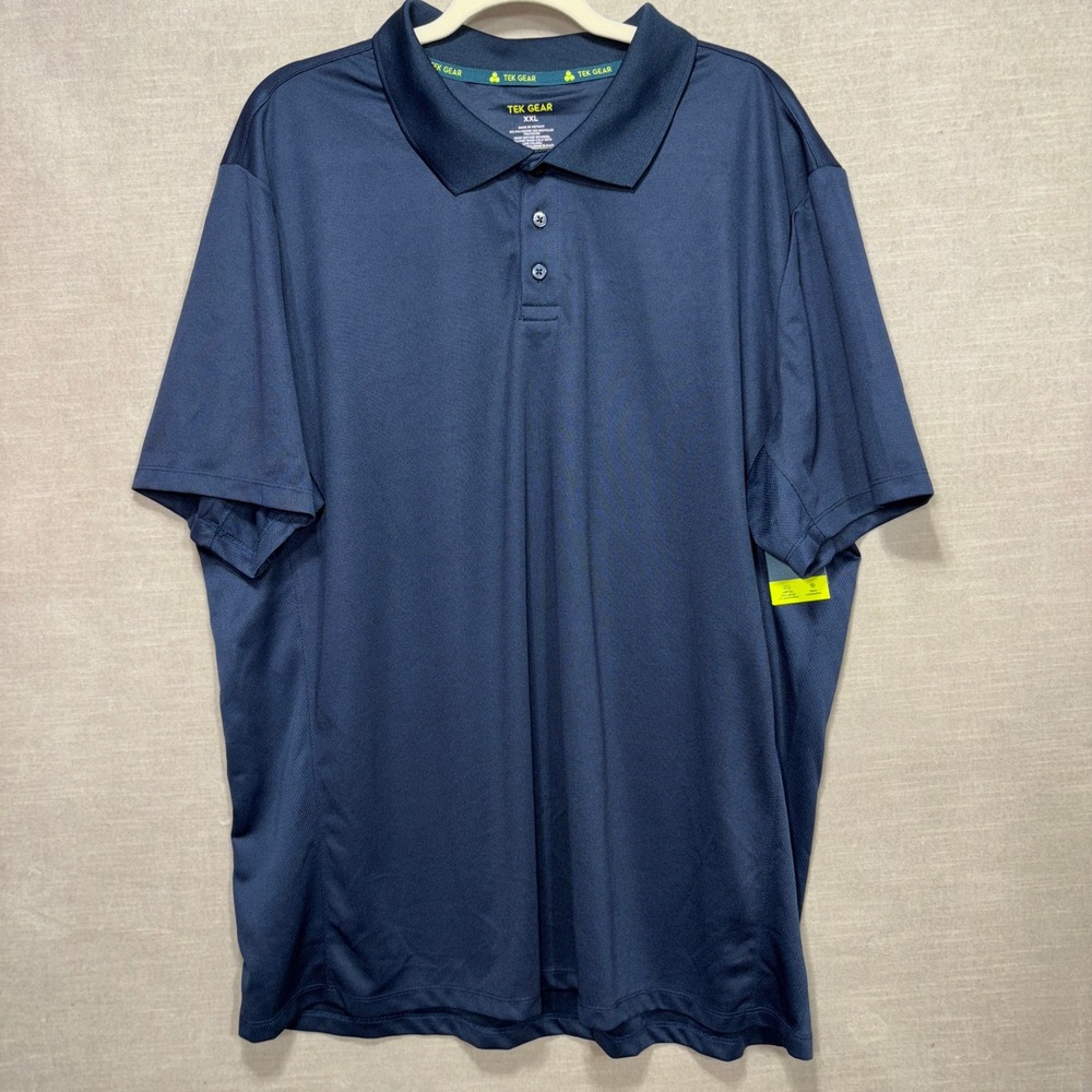 Tek Gear‎ Mens Navy Blue Polo Shirt Short Sleeve XXL Athletic Performance NWT